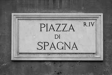 Image showing Street sign: Piazza di Spagna (Spain Square) in Rome