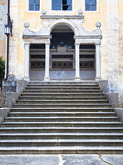 Image showing Mysterious old chapel with stair perspective