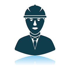 Image showing Icon Of Construction Worker Head In Helmet