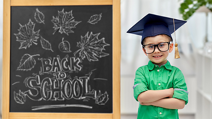 Image showing little student boy in bachelor hat or mortarboard