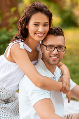 Image showing happy couple hugging at summer park