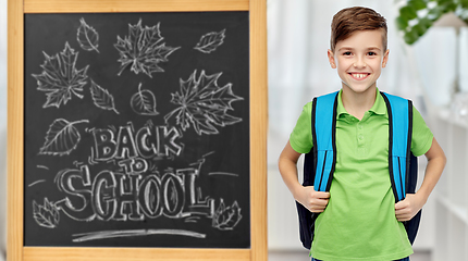 Image showing happy student boy with school bag