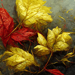 Image showing Autumn pattern with colorful red and yellow leaves for your crea