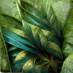 Image showing Nature view of green tropical plants leaves  background. 