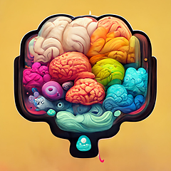 Image showing Colorful creative human brain. Cartoon style. 