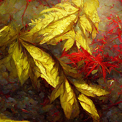 Image showing Autumn pattern with colorful red and yellow leaves for your crea