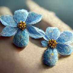 Image showing Bunch of small blue forget me not flowers. Digital generated. 