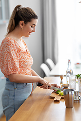 Image showing woman making cocktail drinks at home kitchen