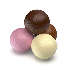 Image showing Four different chocolate balls