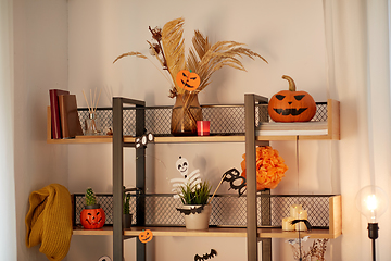 Image showing shelf with halloween decorations at home