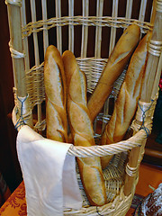 Image showing Basket of french bread sticks