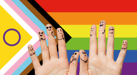 Image showing close up of hands and fingers with gay wedding