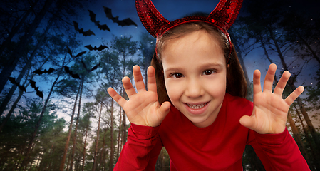 Image showing girl costume with devil's horns on halloween