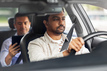 Image showing indian male driver driving car with passenger