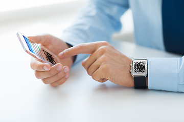 Image showing hands with virtual immunity passport on smartphone