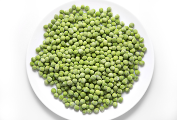 Image showing Frozen green peas on a plate