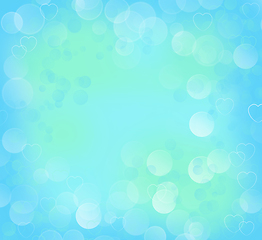 Image showing Color gradient background with bokeh and hearts