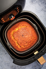 Image showing Cooking and baking in airfryer - homemade pumpkin apple cake