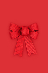 Image showing Red Bow for Luxury Christmas Gift Wrapping 