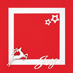 Image showing Christmas Joy Sign Background with Reindeer and Stars 