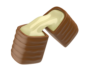 Image showing Chocolate bonbon with white liquid chocolate