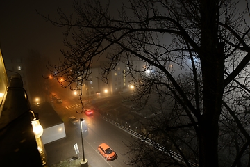 Image showing top view of the night street in a residential area