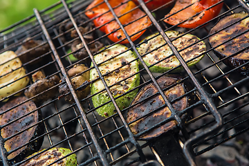 Image showing vegetables char-grilled over flame