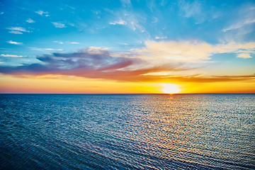 Image showing Sunset over the ocean