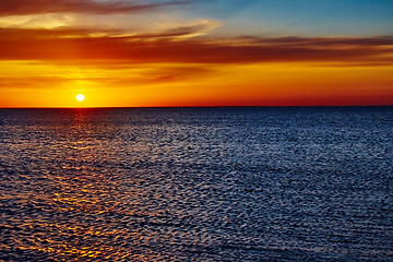 Image showing Sunset over the ocean