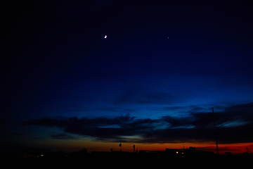 Image showing Silhouettes of houses in the sunset