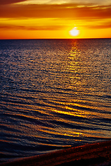 Image showing Sunset over the ocean