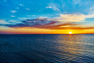 Image showing Sunset over the ocean