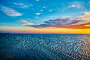 Image showing Sunset over the ocean