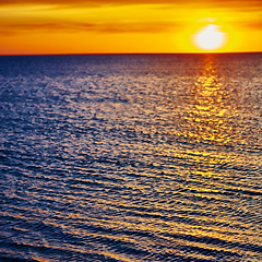 Image showing Sunset over the ocean