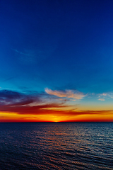 Image showing Sunset over the ocean