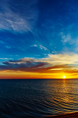 Image showing Sunset over the ocean