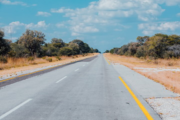 Image showing Endless road with blue sky, Africa Namibia