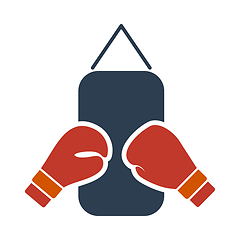 Image showing Icon Of Boxing Pear And Gloves