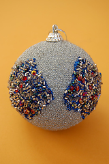 Image showing silver christmas bauble with glitter