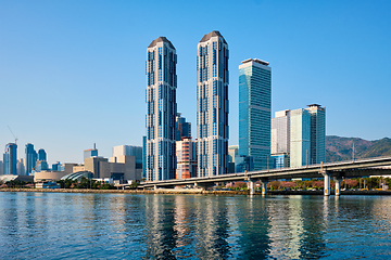 Image showing Busan skyscrapers and Gwangan Bridge, South Korea