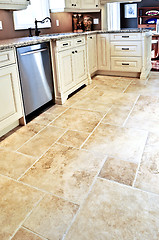 Image showing Tile floor in modern kitchen
