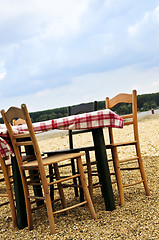 Image showing Dining table in a beach