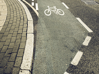 Image showing Vintage looking Bike lane sign