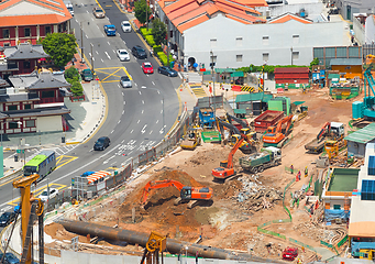 Image showing Street construction site in Singapore 