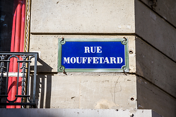 Image showing Rue Mouffetard street sign, Paris, France