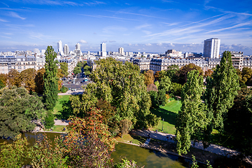 Image showing Paris city aerial view from the Buttes-Chaumont, Paris