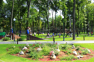 Image showing footpath in the park with big trees