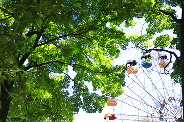 Image showing ferris wheel in the park with trees