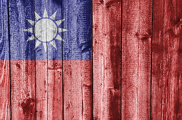 Image showing Flag of Taiwan on weathered wood