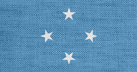 Image showing Flag of Micronesia on old linen